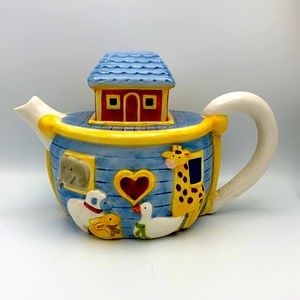 Biblical Noah’s Ark Tea Set with 4 double handle cups Children Family Time Gifts